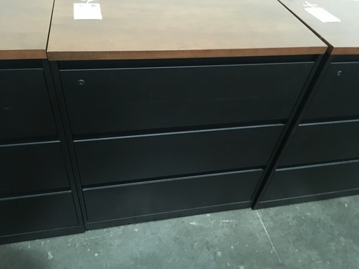 3Drawer Metal lateral file with Cherry veneer top