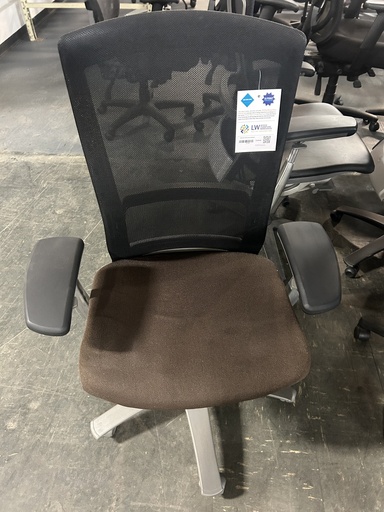 Knoll Life Black Mesh Back - Brown Fabric Seat