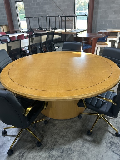 72" Round Conference Table, Drum Base - Honey