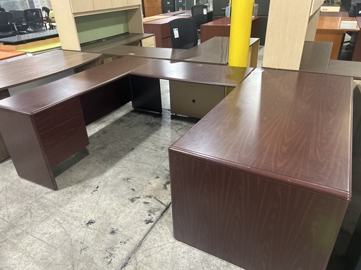 36x72 National U Shape Desk - LH - Mahogany