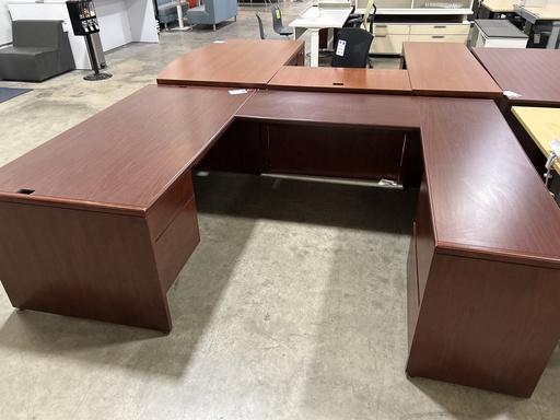 36x72 Kimball U Shape Desk - RH - Mahogany