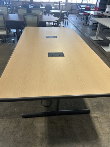 8ft. Blonde Conference Table w/Power (Gray Base & Trim)