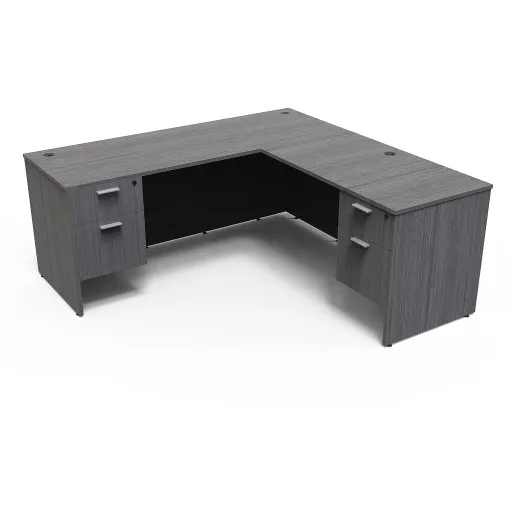 [D6672DP- RH SG] Euroline 30x66 Dbl Ped L Desk RH Grey 