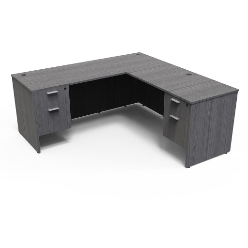 [D6672DP- RH SG] Euroline 30x66 Dbl Ped L Desk RH Grey 