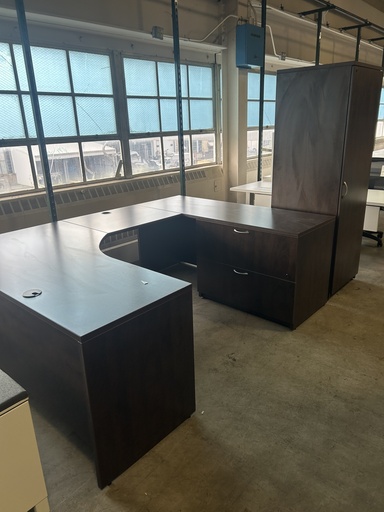 Mocha Steelcase Turnstone Payback 65x89 RH U-Shape w/BBF & 2 Drawer Lateral