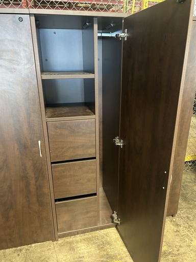 Mocha Steelcase Turnstone Payback 24x24x71 RH Wardrobe w/3 File Drawers & 1 Shelf