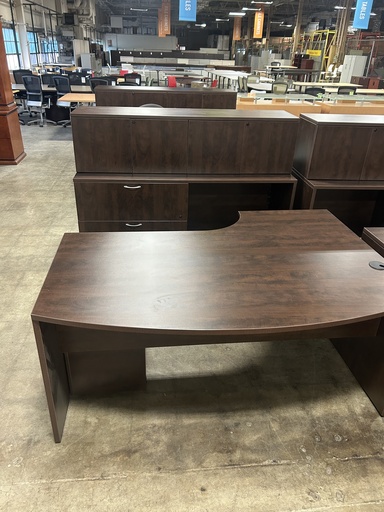 Steelcase 36x66 Mocha Porkchop w/BBF, Dbl Lateral Credenza & Overhead Wall Mount