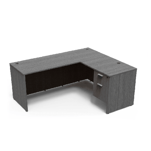 [D6672SP- LH SG] Euroline 30x66 Sgl Ped L Desk LH Grey