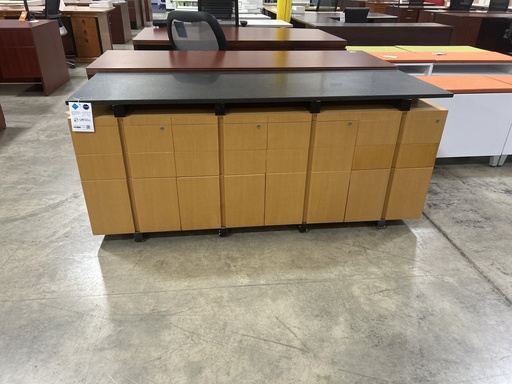 24x70 Black Marble Top Credenza - Maple Base