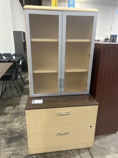 36" Lateral w/Hutch - Global - Walnut/Maple