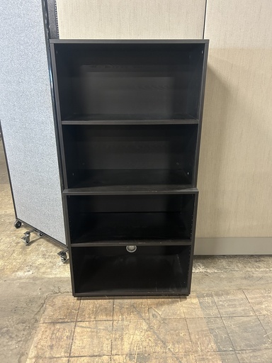 32"W Black Bookshelf w/Open Hutch 