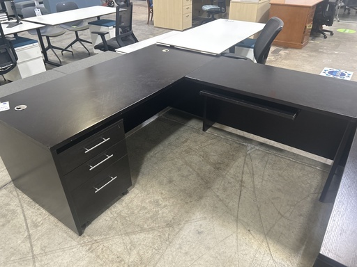 30x72 L Shape RH w/ 48" Return Sgl Ped- Espresso