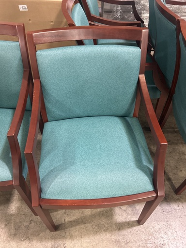 Cherry Wood Frame Guest Chair - Teal Vinyl