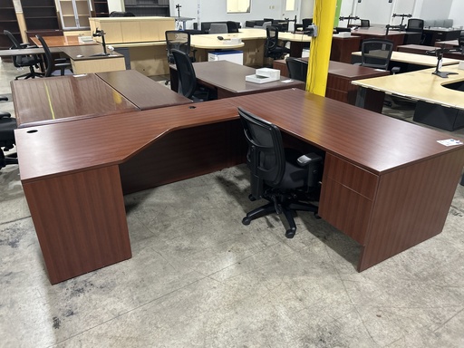 72x93" LaCasse LH L Shape Desk - Mahogany
