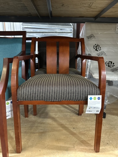 Kimball Cherry Wood Frame Guest Chair w/Fabric Back - Grey Pattern