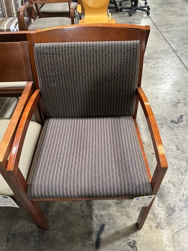 Kimball Cherry Wood Frame Guest Chair w/Wood Back- Grey Pattern