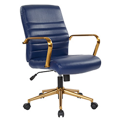 [FL22991G-U5] Blue Conference Chair w/ Gold Frame