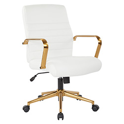 [FL22991G-U11] White Conference Chair w/ Gold Frame