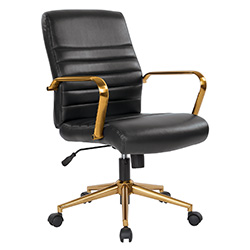 [FL2299iG-U6] Black Conference Chair w/ Gold Frame