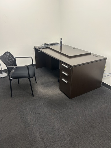 Teknion Single Ped Desk - Mocha