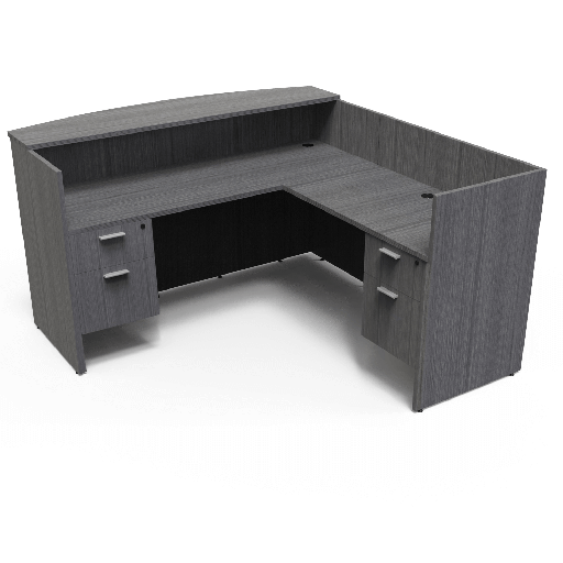 [RD7172P-1 LH SG] Euroline Reception Desk LH return Dbl Ped Grey