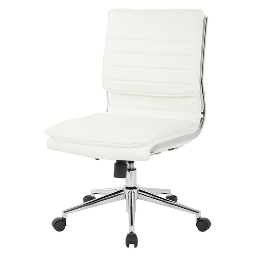 [SPX23592C-U11] High Back White Vinyl Armless, Chrome Conference Chair