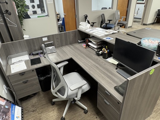 Euroline Reception Desk LH return Sgl Ped Grey
