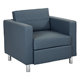[PAC51-V18] Arm Chair - Blue Vinyl, Chrome Legs