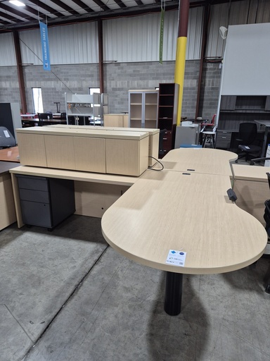 72x96 P-Top L Shape Desk - LH with Grey Mobile Ped 