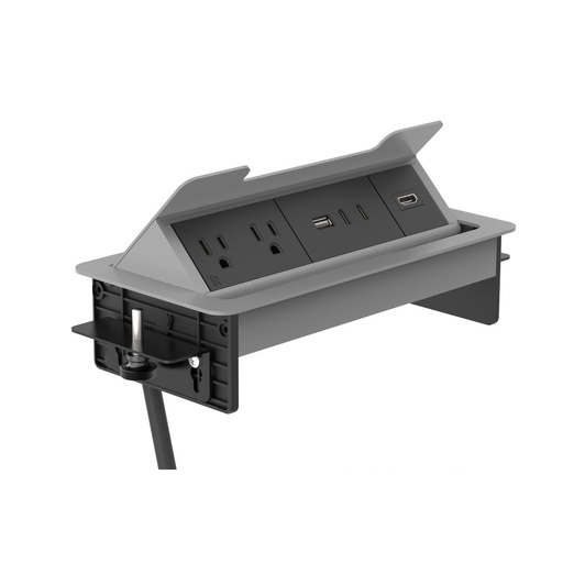 [OSAC4012] OfficeSource Pop-Up Power Insert with 6' Power Cord- Silver