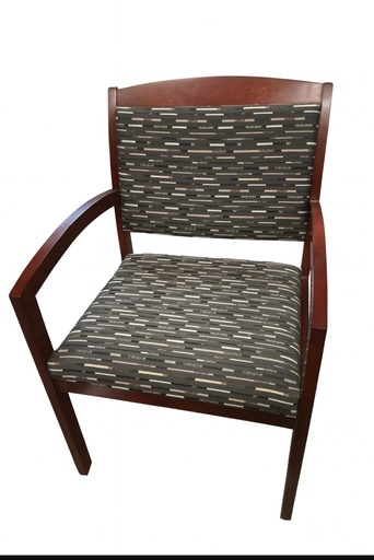 National Mahogany Side Chair Grey Fabric
