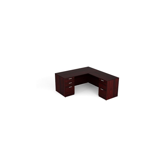 [RD7172P-1 RH MAH] Euroline Reception Desk RH return Dbl Ped Mahogany