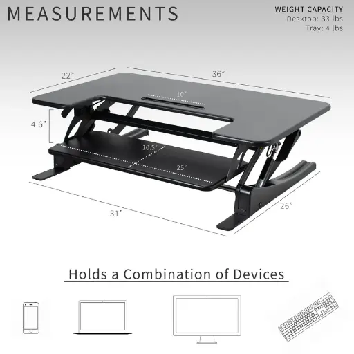 Vivo Standing Desk Converter - Black 