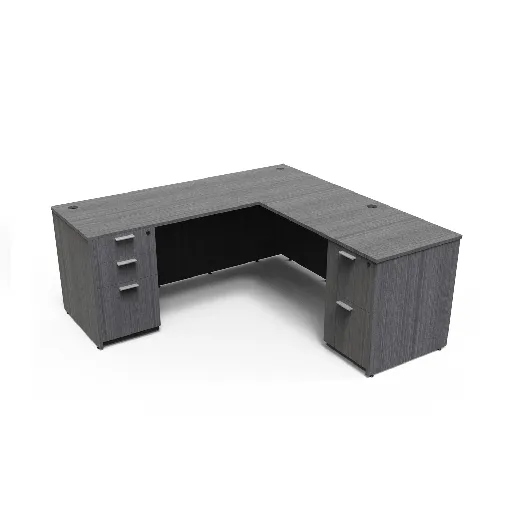 Euroline 30x66 Dbl Ped BBF/FF L Desk LH Grey