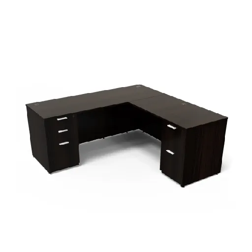 Euroline 30x66 Dbl Ped BBF/FF L Desk LH Espresso