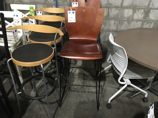 Wood Seat Cherry Stool Black Base