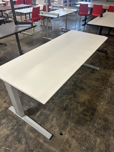 Herman Miller Renew 30"x 70" Sit to Stand -White w/Silver C-Foot Base- DAMAGED TOP- AS IS  
