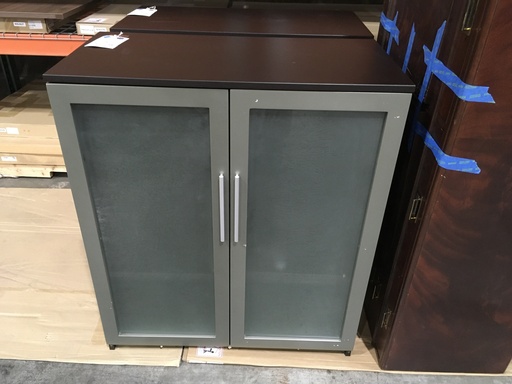 Espresso Glass Door Storage Cabinets