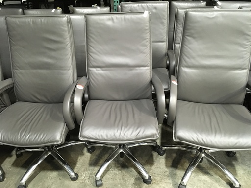 Grey Leather Pillow back Conference room chairs
