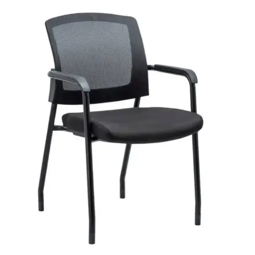 [PRM-3128-BK] DK- GUEST CHAIR SCREEN BK/FAB SEAT BLACK