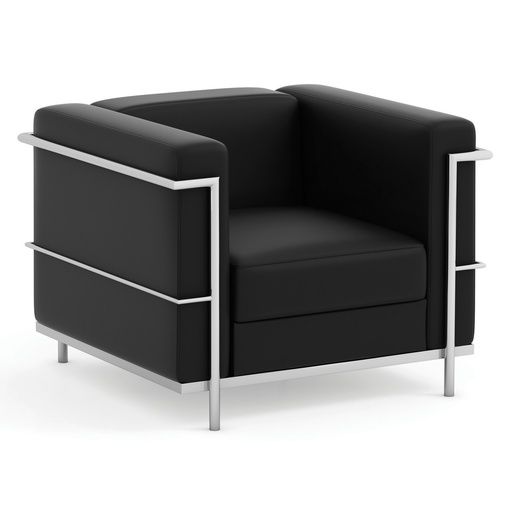 Black Club Chair with Chrome Frame 