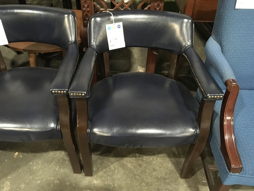 Navy Leather Side Chair
