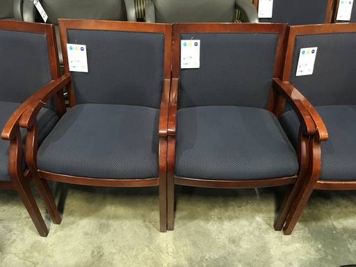 Navy Blue Pattern Side Chairs w/Cherry Frame