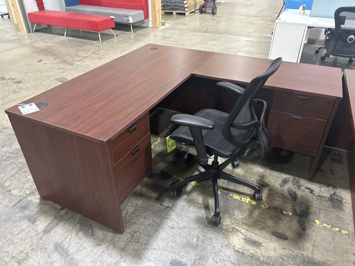 66x72" Mahogany L Shape Desk - LH