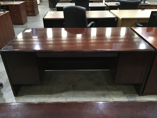 36x72 Double Ped Desk Dark Mahogany