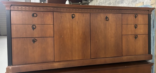 24x72" Kimball Storage Credenza, Cherry w/ Black Trim 