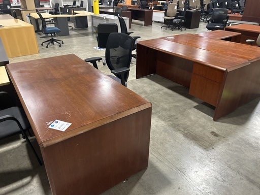 36x72" Kimball Single Ped Desk and Credenza Set-Cherry 