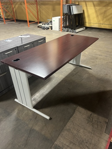 30x72 Table w/Modesty Panel - Mahogany w/lt grey Base