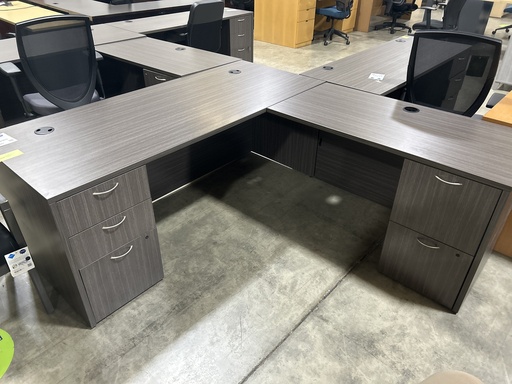 27x78" RH L Shape Desk, Dbl Ped Grey