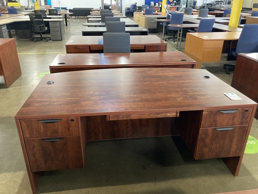 42"X72" Bowfront Desk Double Ped (Cherry V1)